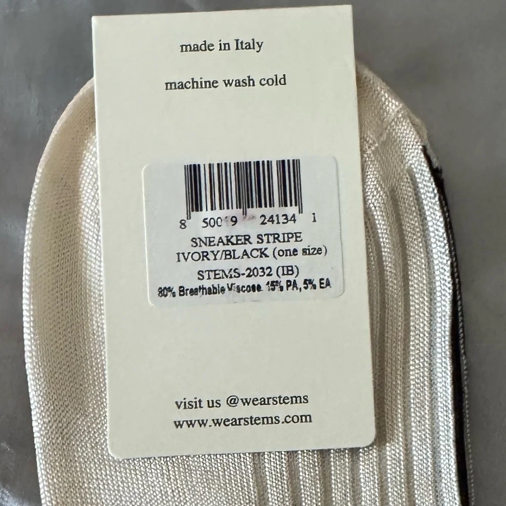 Stems Beige Ankle breathable viscose Socks with Black Trim — Made in Italy